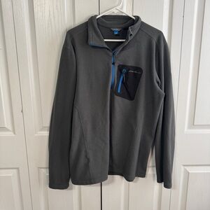 Eddie Bauer gray first ascent polartec fleece pullover size large tall